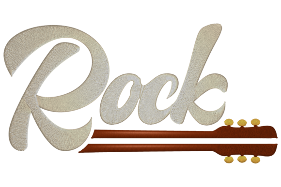 Rock Guitar Embroidery Design for Boutique Apparel