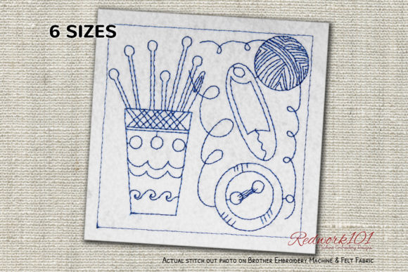 Sewing Buttons and Needles Redwork Review