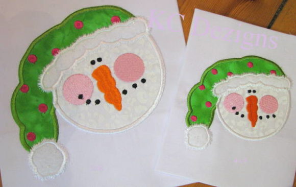 Snowman Face with Green Hat Applique Review