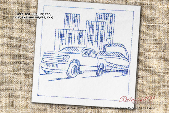 Truck Pulling a Small Boat Redwork Design Review